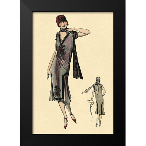 Come Hither Black Modern Wood Framed Art Print by Vintage Fashion