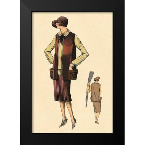 Waiting in the Wings Black Modern Wood Framed Art Print by Vintage Fashion