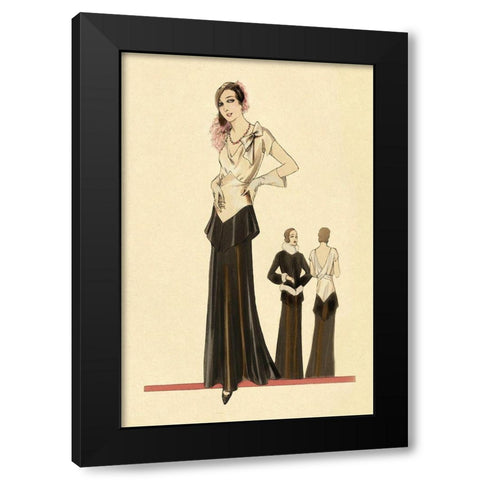 Eveningwear in Black and White Black Modern Wood Framed Art Print with Double Matting by Vintage Fashion