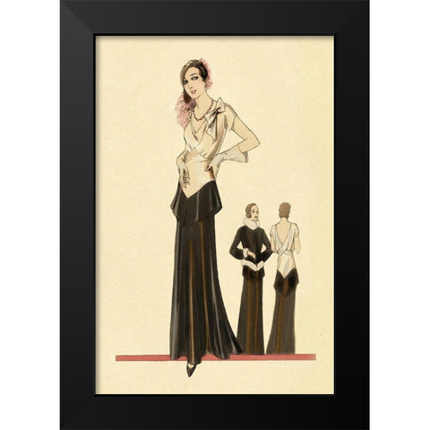 Eveningwear in Black and White Black Modern Wood Framed Art Print by Vintage Fashion