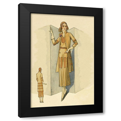 Sophisticated Daywear in Camel Black Modern Wood Framed Art Print with Double Matting by Vintage Fashion