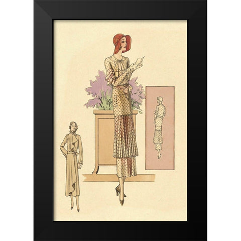 Patterned Daywear Black Modern Wood Framed Art Print by Vintage Fashion
