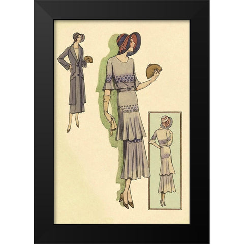 Springtime Dress in Lavender Black Modern Wood Framed Art Print by Vintage Fashion