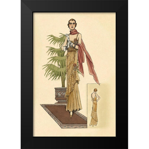 Summer Dress with Pink Wrap Black Modern Wood Framed Art Print by Vintage Fashion