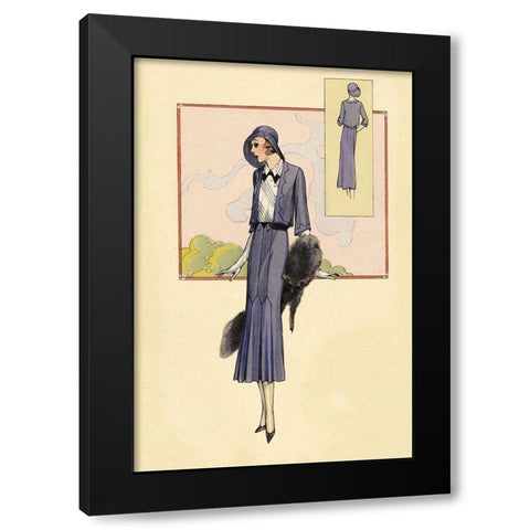 Stylish Blue Suit with Stole Black Modern Wood Framed Art Print by Vintage Fashion