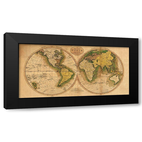 World Map Black Modern Wood Framed Art Print with Double Matting by Carey, Matthew