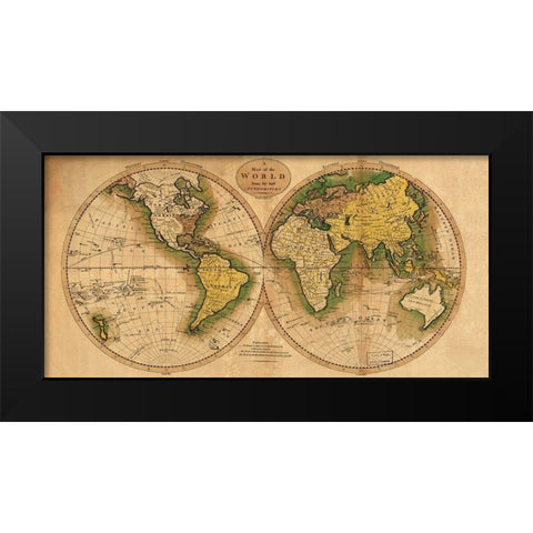 World Map Black Modern Wood Framed Art Print by Carey, Matthew