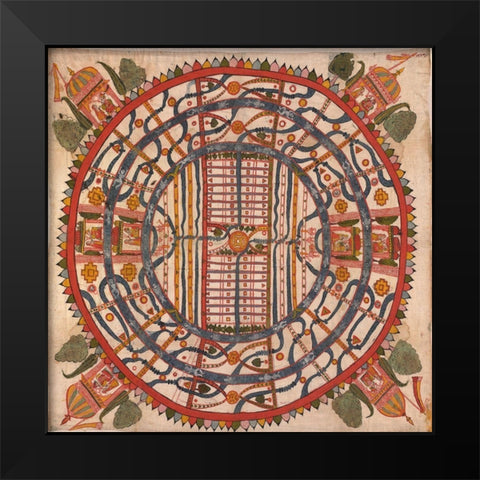 Manuyaloka, map of the world of man, according to Jain cosmological traditions Black Modern Wood Framed Art Print by Unknown