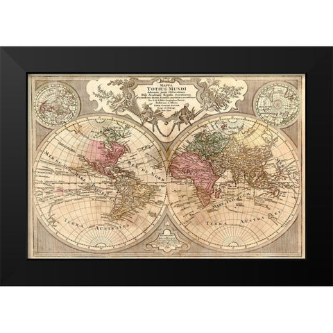 World Map Prepared for then French King Black Modern Wood Framed Art Print by de Lisle, Guillaume