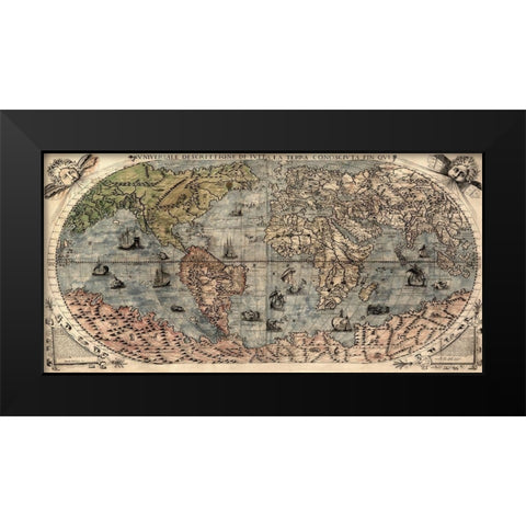 Universal Description of the Whole World Black Modern Wood Framed Art Print by Forlani, Paolo