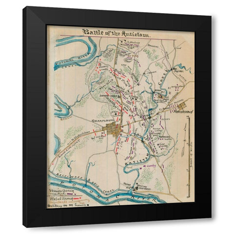 Battle of Antietam or Sharpsburg #1 Black Modern Wood Framed Art Print by Unknown