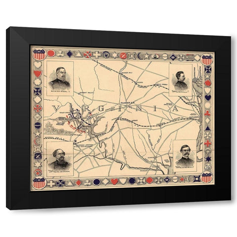 First Battle of Bull Run - Manassas Black Modern Wood Framed Art Print with Double Matting by Unknown