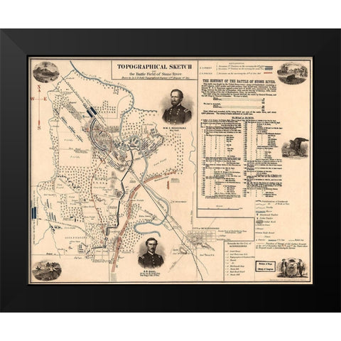 Stone River Black Modern Wood Framed Art Print by Unknown