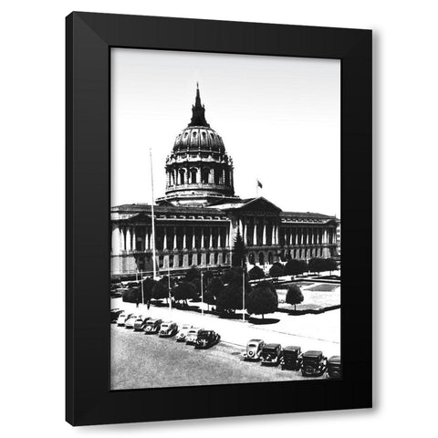 City Hall, San Francisco, CA Black Modern Wood Framed Art Print by Vintage San Francisco