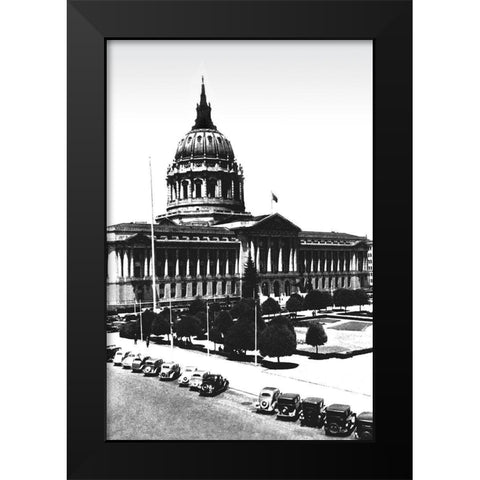 City Hall, San Francisco, CA Black Modern Wood Framed Art Print by Vintage San Francisco