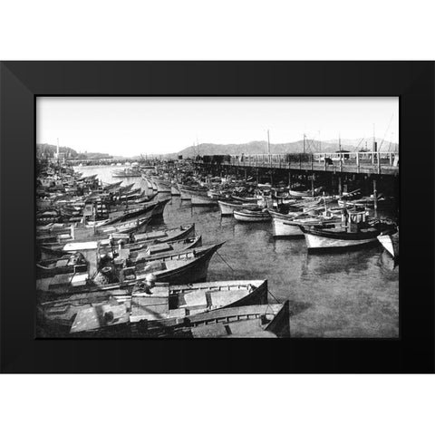 Fishermans Wharf, San Francisco, CA Black Modern Wood Framed Art Print by Vintage San Francisco