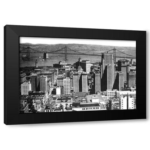 Oakland Bay Bridge, San Francisco, CA #1 Black Modern Wood Framed Art Print by Vintage San Francisco