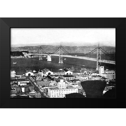 Oakland Bay Bridge, San Francisco, CA #2 Black Modern Wood Framed Art Print by Vintage San Francisco