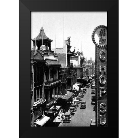 Chinatown, San Francisco, CA Black Modern Wood Framed Art Print by Vintage San Francisco