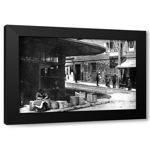 Old Chinatown, San Francisco, CA Black Modern Wood Framed Art Print with Double Matting by Vintage San Francisco