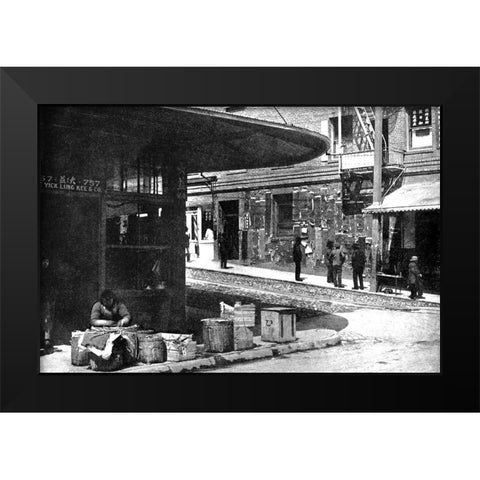Old Chinatown, San Francisco, CA Black Modern Wood Framed Art Print by Vintage San Francisco