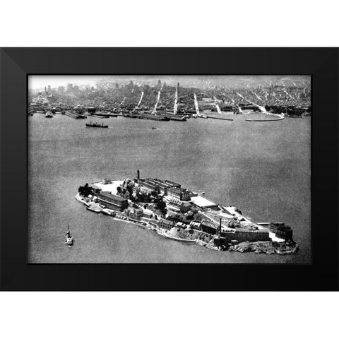 Alcatraz Island, San Francisco, CA Black Modern Wood Framed Art Print by Vintage San Francisco
