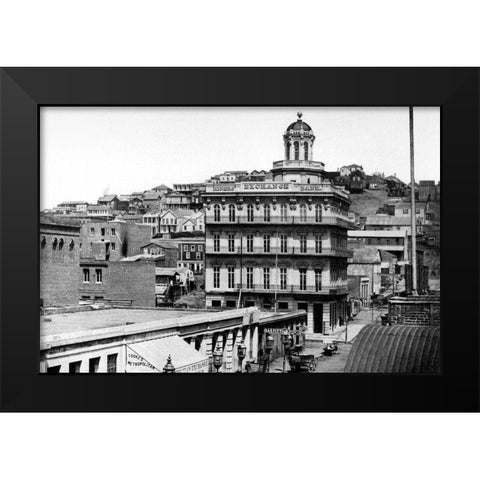 Montgomery St., San Francisco, CA Black Modern Wood Framed Art Print by Vintage San Francisco