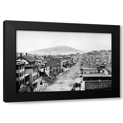 Stockton St., San Francisco, CA Black Modern Wood Framed Art Print with Double Matting by Vintage San Francisco