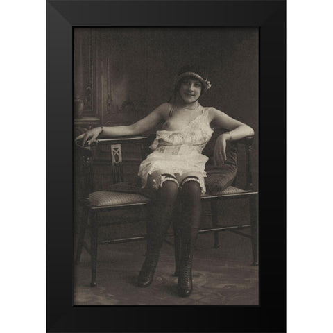 The Tranquility of the Drawing Room Black Modern Wood Framed Art Print by Vintage Nudes