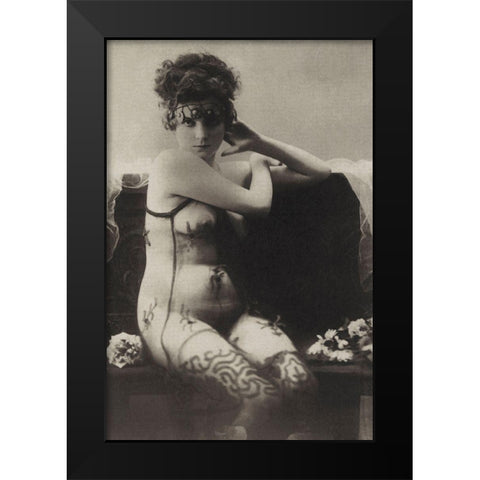 The Dress of Tulle Black Modern Wood Framed Art Print by Vintage Nudes