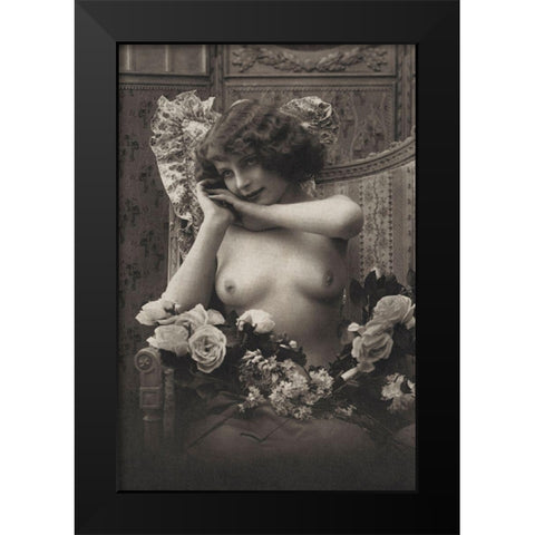 A Look of Enchantment Black Modern Wood Framed Art Print by Vintage Nudes