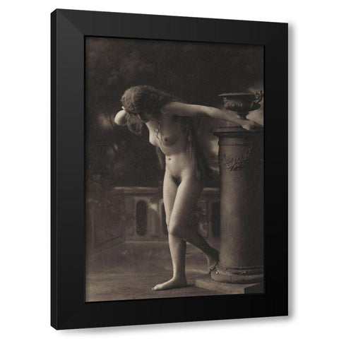 Clothed in her Hair Black Modern Wood Framed Art Print by Vintage Nudes