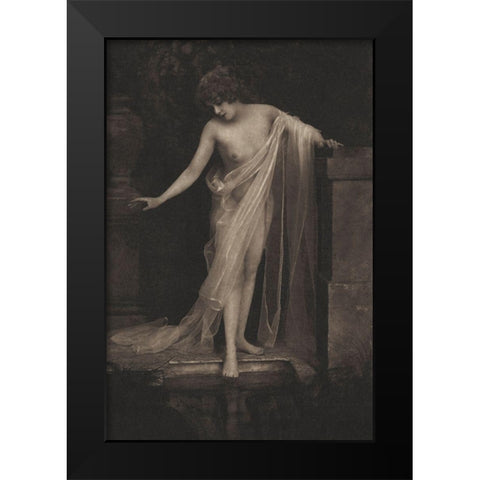 Beside the Swimming Pool Black Modern Wood Framed Art Print by Vintage Nudes