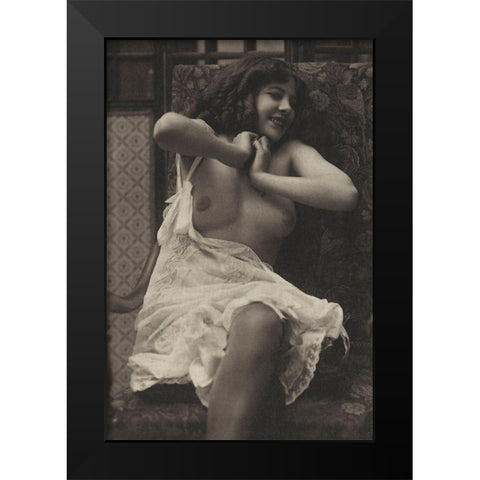 Sudden Joy Black Modern Wood Framed Art Print by Vintage Nudes