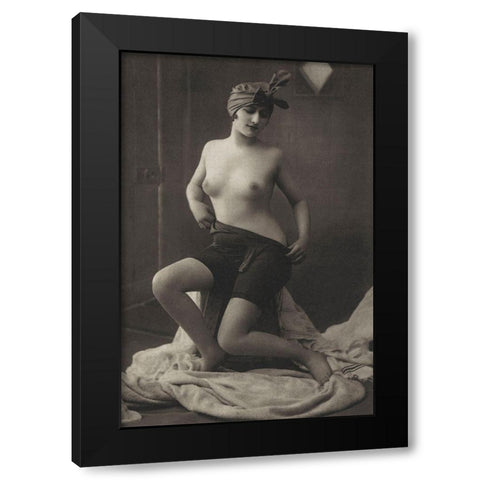 The Intimacy of the Powder Room Black Modern Wood Framed Art Print by Vintage Nudes