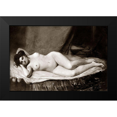 Sensuality Black Modern Wood Framed Art Print by Vintage Nudes