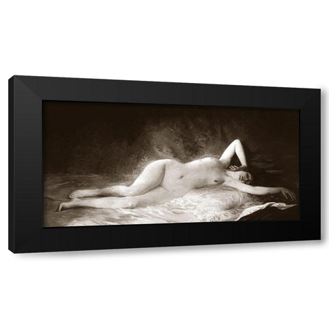 The Nap Black Modern Wood Framed Art Print by Vintage Nudes