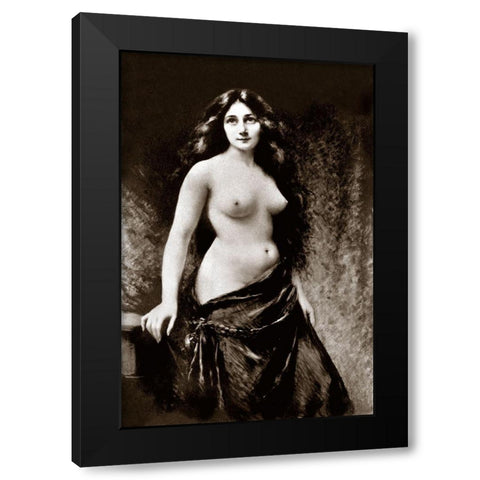 Nude in Drapery Black Modern Wood Framed Art Print with Double Matting by Vintage Nudes