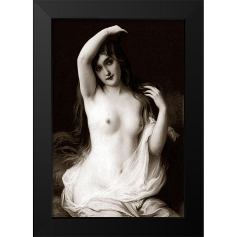 A Long-Haired Nude Black Modern Wood Framed Art Print by Vintage Nudes
