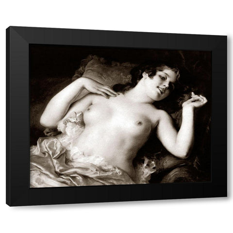 Grace Black Modern Wood Framed Art Print by Vintage Nudes