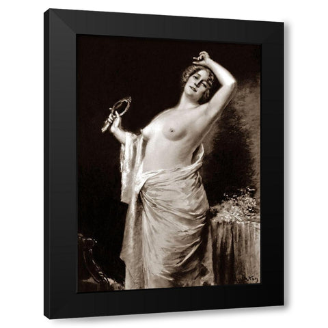 Vanity Black Modern Wood Framed Art Print with Double Matting by Vintage Nudes