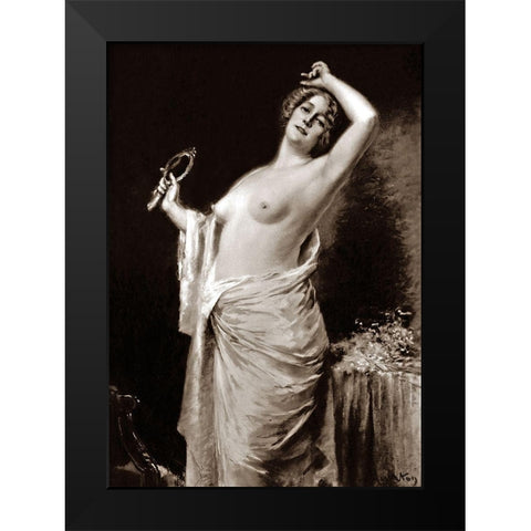 Vanity Black Modern Wood Framed Art Print by Vintage Nudes