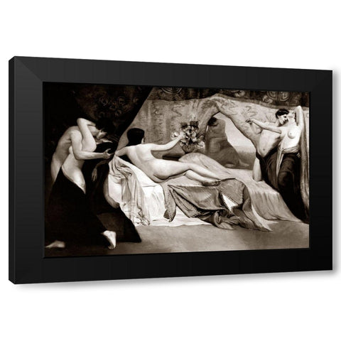 The Boudoir Black Modern Wood Framed Art Print by Vintage Nudes