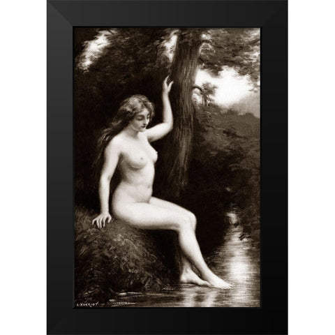 The Stream Black Modern Wood Framed Art Print by Vintage Nudes