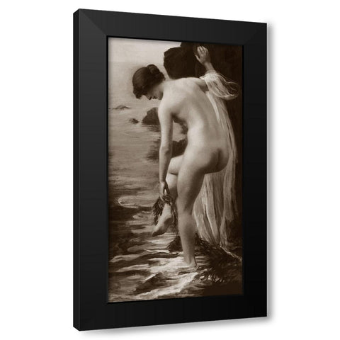 Salt Water Bath Black Modern Wood Framed Art Print by Vintage Nudes