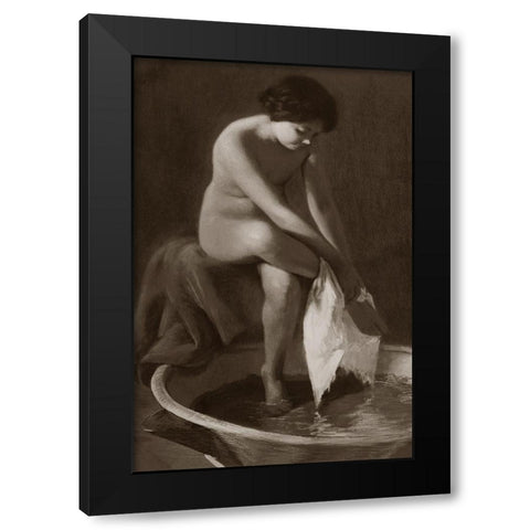 The Foot Washer Black Modern Wood Framed Art Print by Vintage Nudes