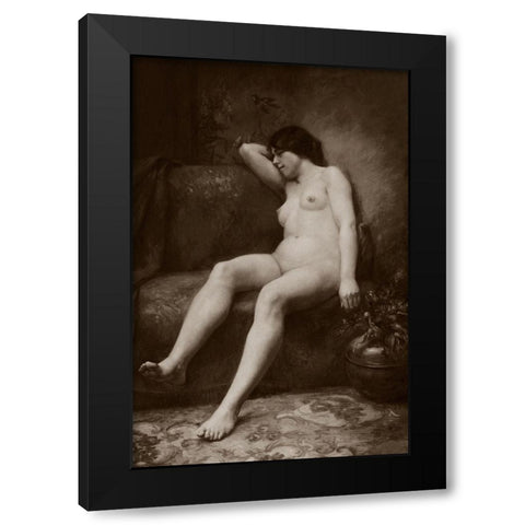 The Siesta Black Modern Wood Framed Art Print with Double Matting by Vintage Nudes