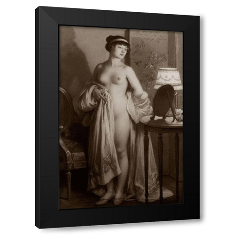 Le Miroir Black Modern Wood Framed Art Print by Vintage Nudes
