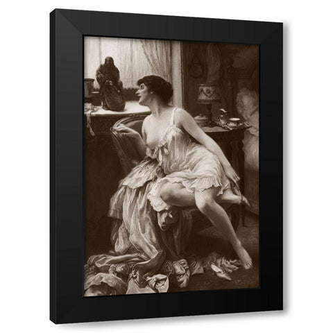 Le Magot Black Modern Wood Framed Art Print by Vintage Nudes