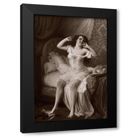 Au Lever Black Modern Wood Framed Art Print by Vintage Nudes